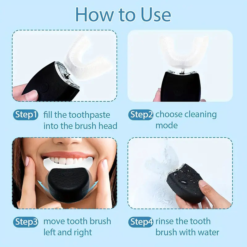 360° Ultrasonic U-Shaped Electric Toothbrush  Free Oral Cleaner for Full Mouth Care